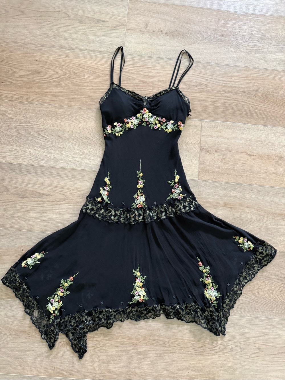 Sue Wong Vintage Silk Fairy Dress Floral Embroidered Beaded Small tagged 10P - Picture 2 of 14